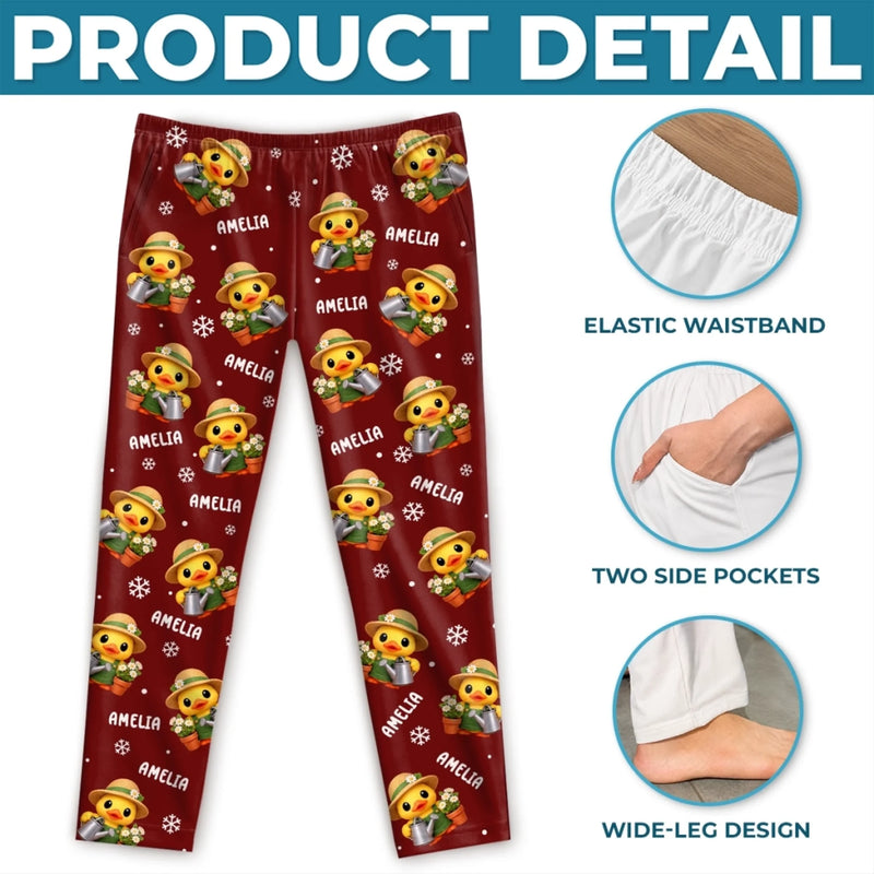 Custom Name Christmas Duck Gifts For Families - Personalized Pajamas Pants