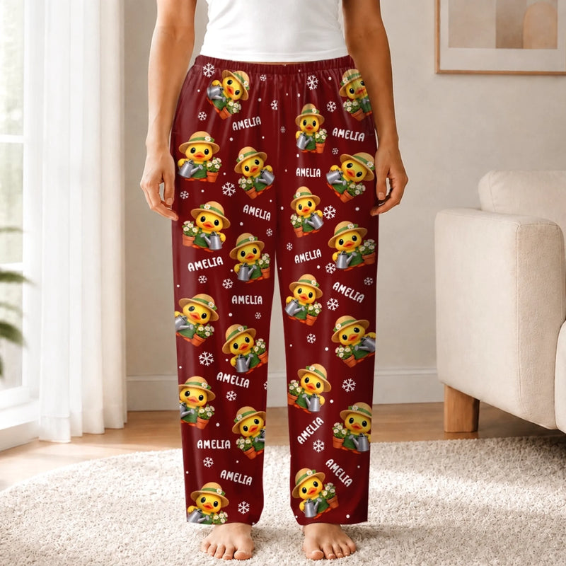 Custom Name Christmas Duck Gifts For Families - Personalized Pajamas Pants