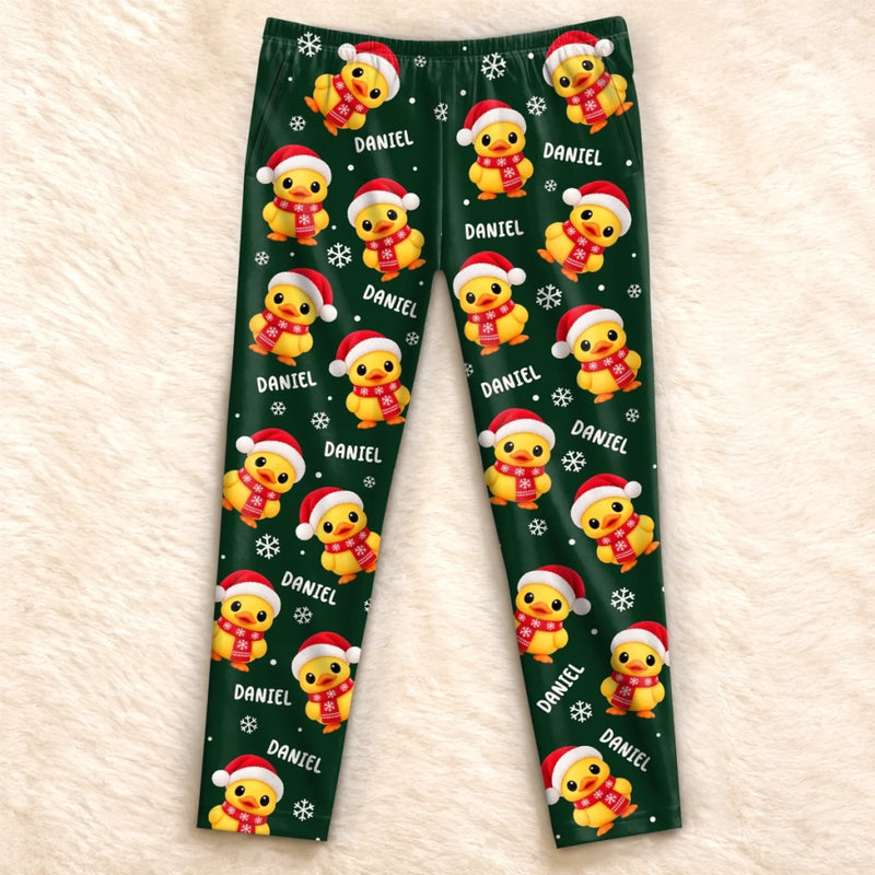 Custom Name Christmas Duck Gifts For Families - Personalized Pajamas Pants