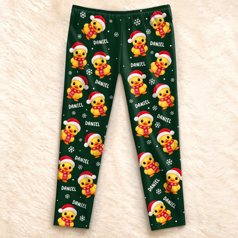 Custom Name Christmas Duck Gifts For Families - Personalized Pajamas Pants