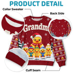 Custom Name Christmas Duck Family Gifts For Grandma - Personalized Ugly Sweatshirt