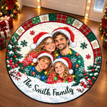 Custom Photo Family Christmas Decor - Personalized Quilted Round Mat