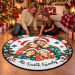 Custom Photo Family Christmas Decor - Personalized Quilted Round Mat