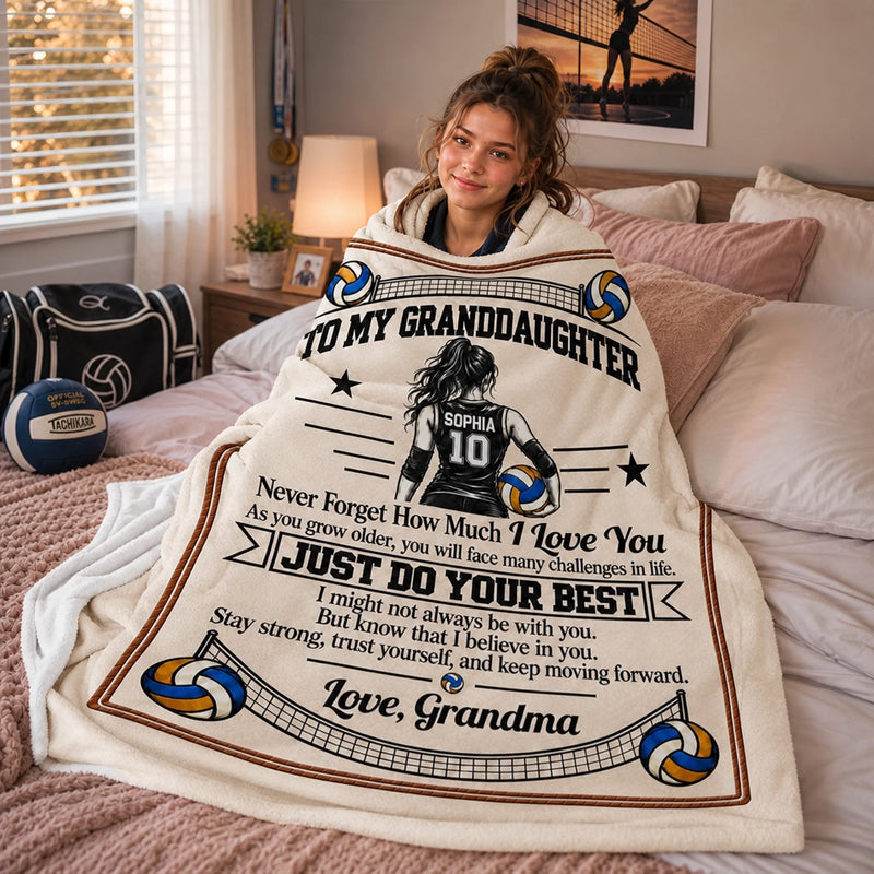 Custom Name Volleyball Gifts For Granddaughter - Personalized Blanket