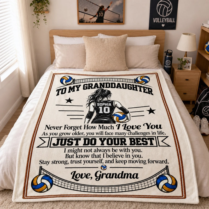 Custom Name Volleyball Gifts For Granddaughter - Personalized Blanket