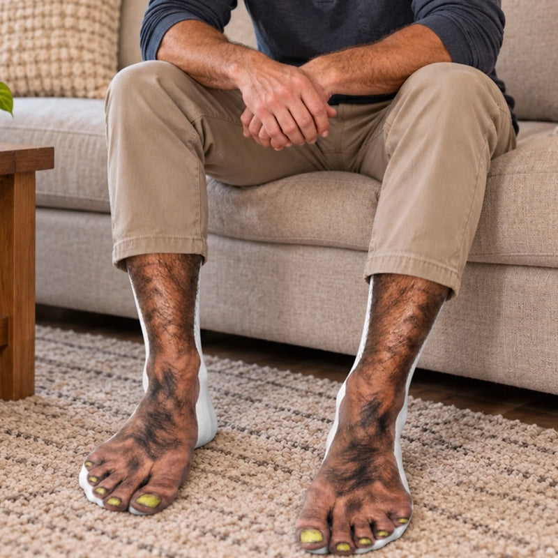 Custom Funny Fake Bare Feet Prank Gifts - Personalized Middle Tube Socks