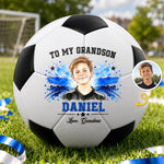 Custom Photo Soccer Portrait Keepsake For Grandson - Personalized Soccer Ball