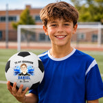Custom Photo Soccer Portrait Keepsake For Grandson - Personalized Soccer Ball