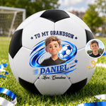 Custom Photo Soccer Player Gifts For Grandson - Personalized Soccer Ball