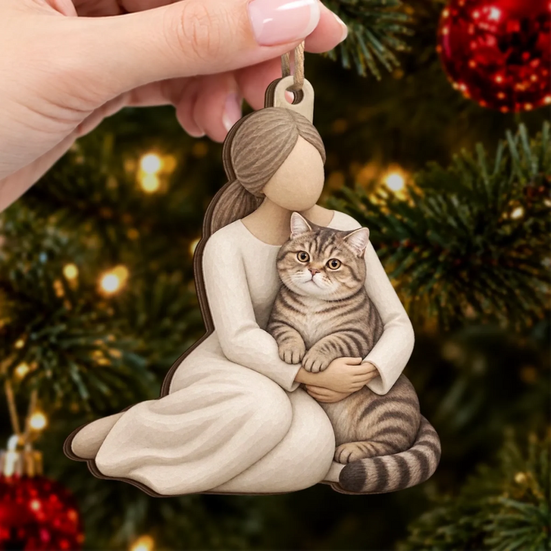 Custom Pet Photo Christmas Gifts for Pet Lovers - Personalized Wooden Ornament