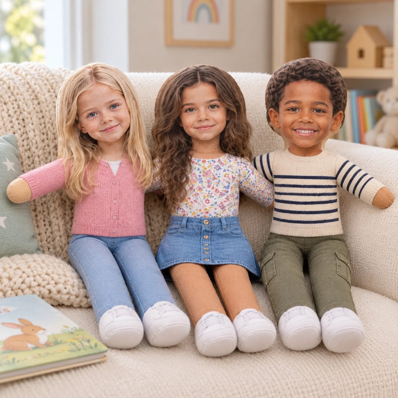 Custom Photo Kids Keepsake Gifts - Personalized Poseable Plush Doll