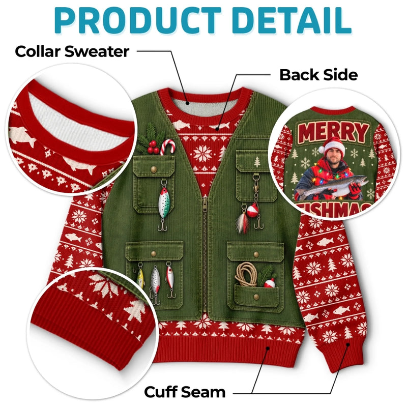 Custom Photo Merry Huntmas Deer Scene for Him - Personalized Ugly Sweatshirt copy