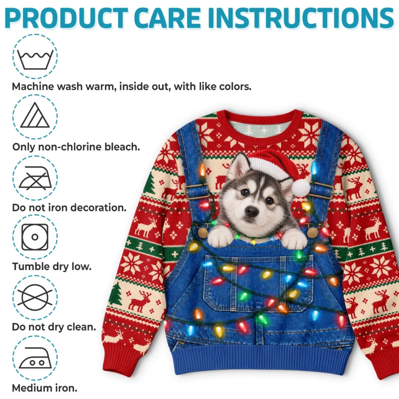 Custom Photo Ugly Sweatshirt - Personalized Christmas Birthday Gifts For Dog Cat Lovers, Dog Dad And Mom, Cat Owners - Keeping Christmas Extra Fluffy