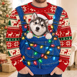 Custom Photo Ugly Sweatshirt - Personalized Christmas Birthday Gifts For Dog Cat Lovers, Dog Dad And Mom, Cat Owners - Keeping Christmas Extra Fluffy