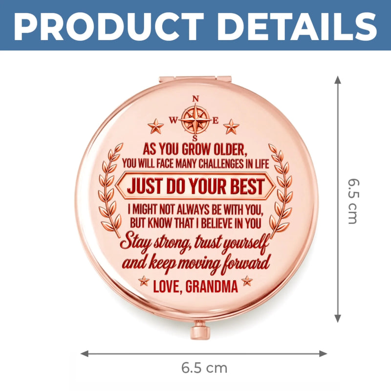 Custom Name Encouragement Gifts for Granddaughter, Daughter - Personalized Compact Mirror