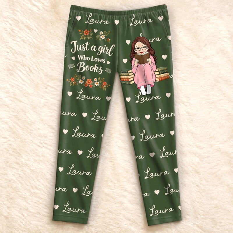 Custom Name Just a Girl Who Loves Books Gifts for Book Lovers - Personalized Pajamas