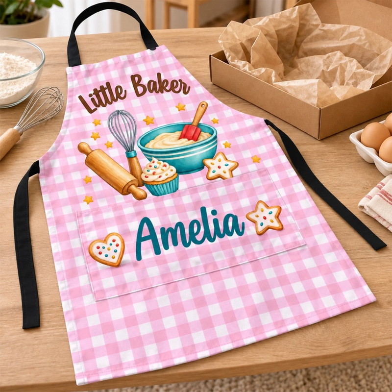 Custom Name Baking Gifts for Kids - Personalized Apron With Pocket