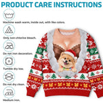 Custom Funny Pet Photo Santa Hat Christmas Gifts For Dog And Cat Lovers - Personalized Ugly Sweatshirt