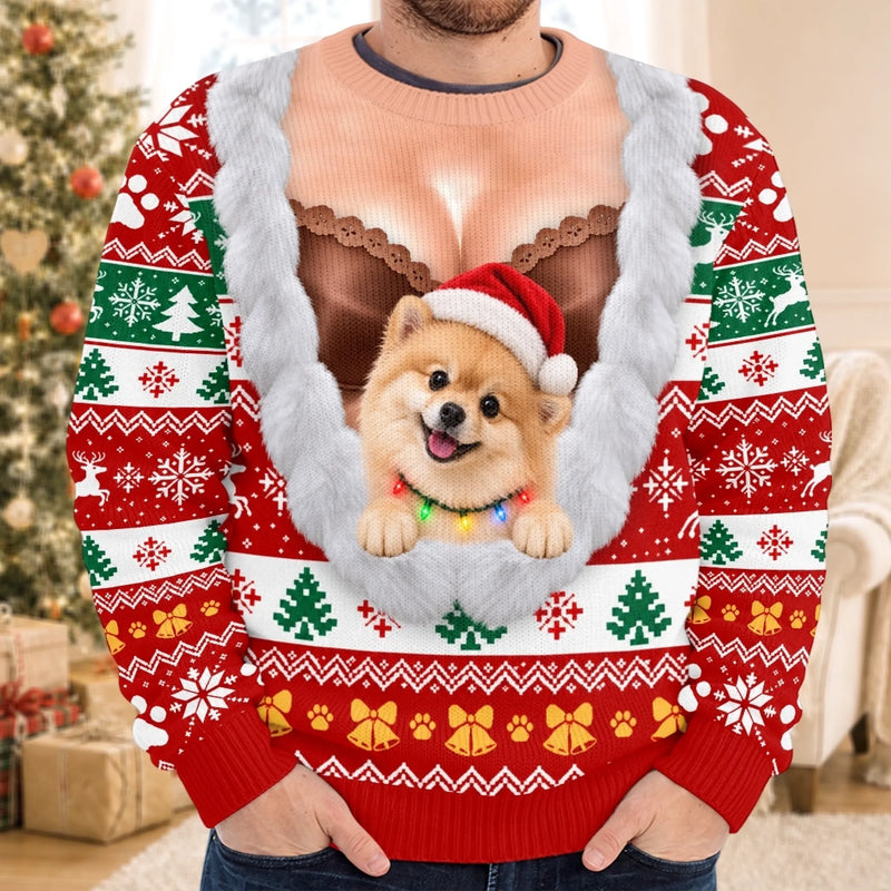 Custom Funny Pet Photo Santa Hat Christmas Gifts For Dog And Cat Lovers - Personalized Ugly Sweatshirt