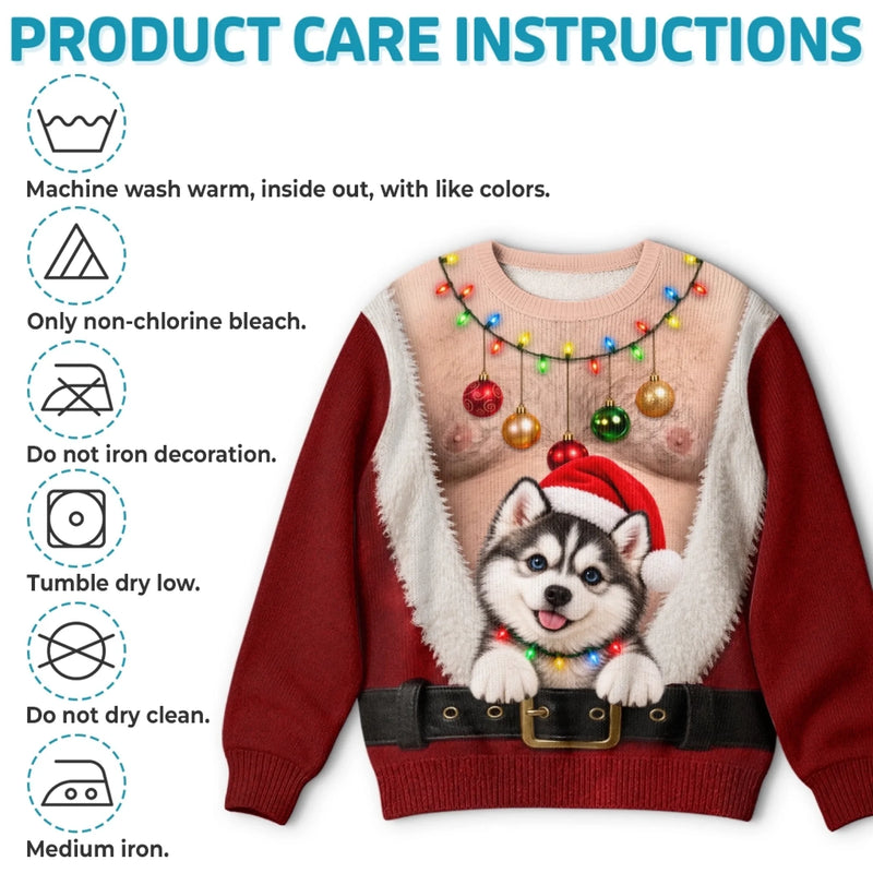 Custom Funny Pet Photo Christmas Gifts For Dog And Cat Lovers - Personalized Ugly Sweatshirt