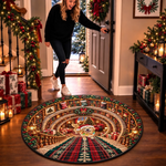 Custom Pet Photo Christmas Reading Nook Gifts For Pet Lovers - Personalized Quilted Round Mat