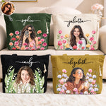 Custom Photo Birth Month Flowers Gifts For Women - Personalized Corduroy Tote Bag