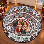 Custom Photo Christmas Village Family Decor - Personalized Quilted Round Mat