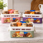 Custom Name Family Snack Basket Gifts - Personalized Storage Basket