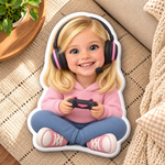 Custom Photo Gamer Gifts for Kids - Personalized Shaped Pillow