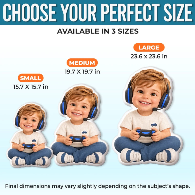 Custom Photo Gamer Gifts for Kids - Personalized Shaped Pillow