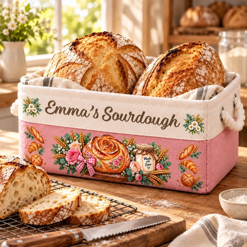 Custom Name Sourdough Bread Baking Gifts for Bakers - Personalized Storage Basket