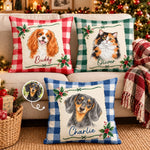 Custom Pet Photo Christmas Portrait Gifts For Dog And Cat Lovers - Personalized Pillow