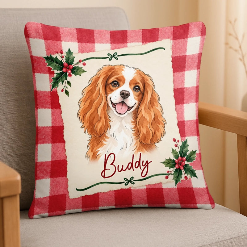 Custom Pet Photo Christmas Portrait Gifts For Dog And Cat Lovers - Personalized Pillow