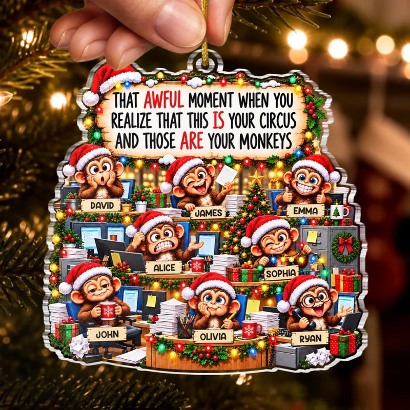 Custom Name Christmas Office Monkey Gifts - Personalized Acrylic Ornament
