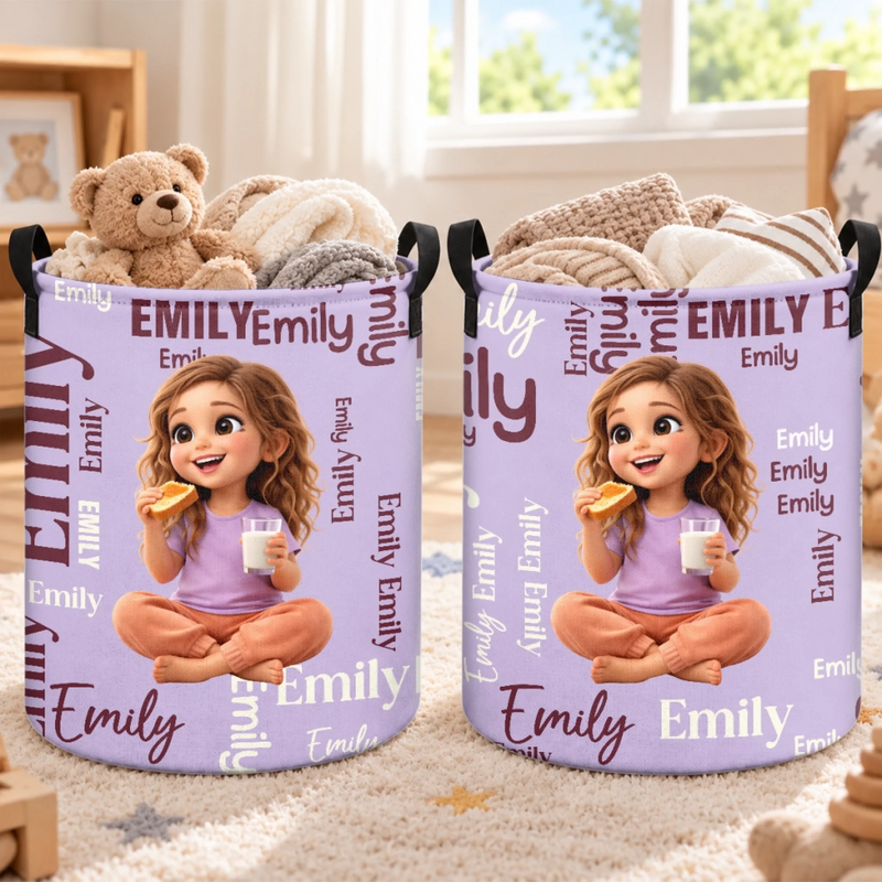 Custom Photo Cartoon Character Gifts for Kids - Personalized Laundry Basket