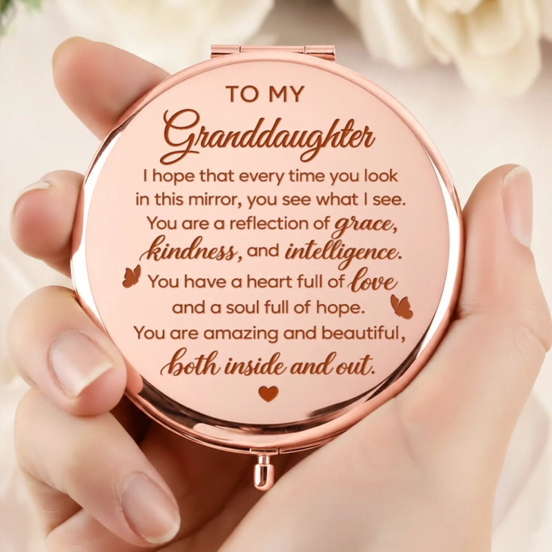 Custom Name Birth Flower Granddaughter Gifts - Personalized Compact Mirror
