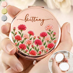 Custom Name Birth Month Flower Gift For Her - Personalized Compact Mirror