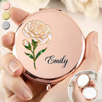 Custom Name Blooming Flower Gifts For Women - Personalized Compact Mirror
