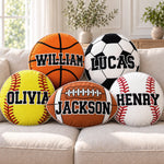 Custom Name Sports Ball Gifts for Young Athletes - Personalized Shaped Pillow