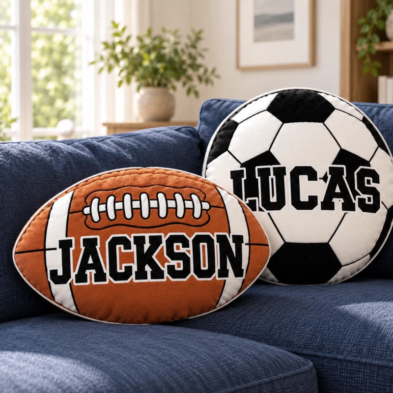 Custom Name Sports Ball Gifts for Young Athletes - Personalized Shaped Pillow