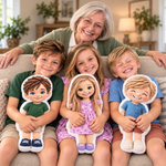 Custom Photo Crochet-Style Family Doll Gifts - Personalized Shaped Pillow