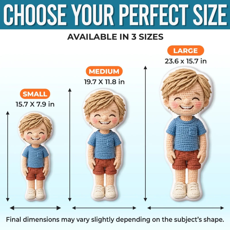 Custom Photo Crochet-Style Family Doll Gifts - Personalized Shaped Pillow