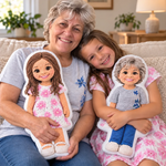 Custom Photo Grandma and Granddaughter Crochet-Style Character Gifts - Personalized Shaped Pillow