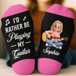 Custom Name Guitar Gifts for Guitar Players - Personalized Crew Socks