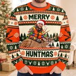 Custom Photo Christmas Hunting Gifts for Men - Personalized Ugly Sweatshirt