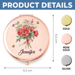 Custom Name Rose and Butterfly Bouquet Gifts For Women - Personalized Compact Mirror