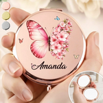 Custom Name Butterfly Floral Gifts For Women - Personalized Compact Mirror