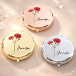Custom Name Flower Gifts For Women - Personalized Compact Mirror