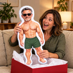 Custom Photo Muscle Man Gifts for Men - Personalized Shaped Pillow