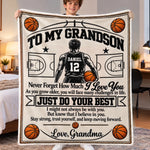 Custom Name Basketball Gifts for Grandsons - Personalized Blanket
